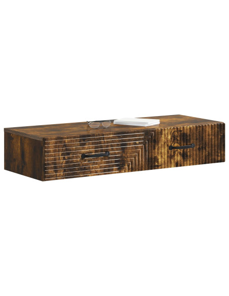 Tavolino da Parete Laterale Rovere Fumo 87,5 x 34,5 x 17 cm