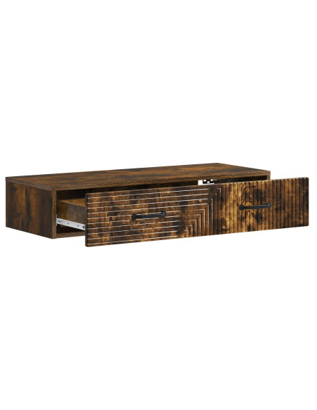 Tavolino da Parete Laterale Rovere Fumo 87,5 x 34,5 x 17 cm
