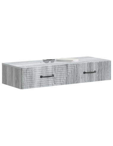 Tavolino da Parete Laterale Grigio Sonoma 87,5 x 34,5 x 17 cm