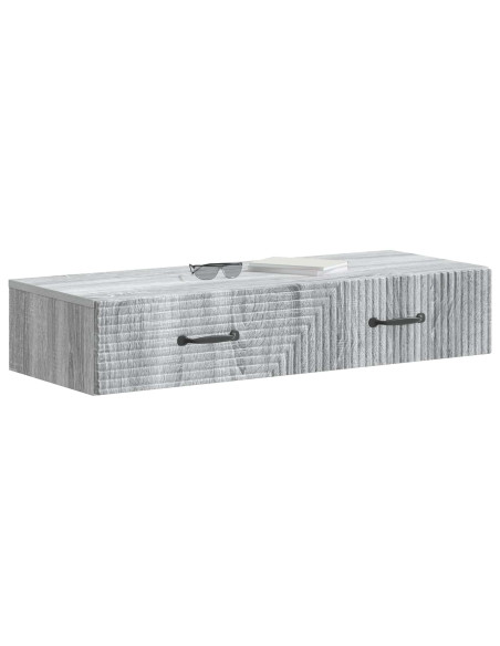 Tavolino da Parete Laterale Grigio Sonoma 87,5 x 34,5 x 17 cm