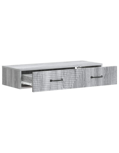 Tavolino da Parete Laterale Grigio Sonoma 87,5 x 34,5 x 17 cm