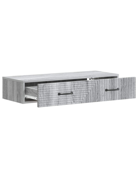 Tavolino da Parete Laterale Grigio Sonoma 87,5 x 34,5 x 17 cm