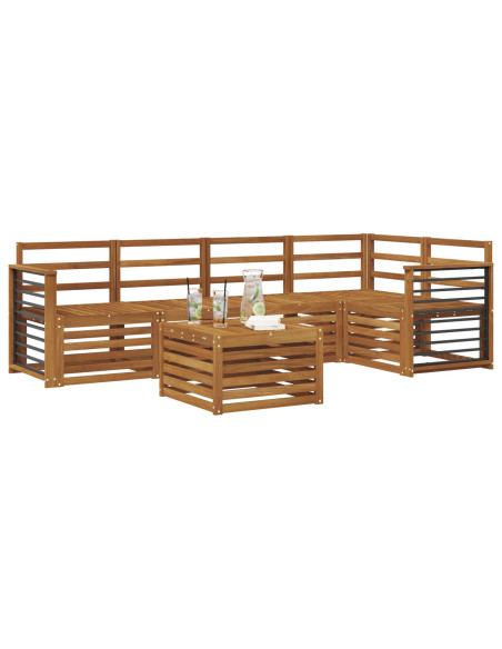 Set divani 6 pcs Naturale Legno di Acacia Massello