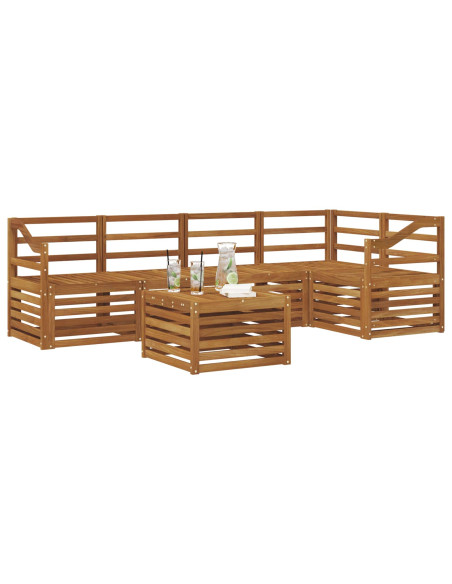 Set divani 6 pcs Naturale Legno di Acacia Massello