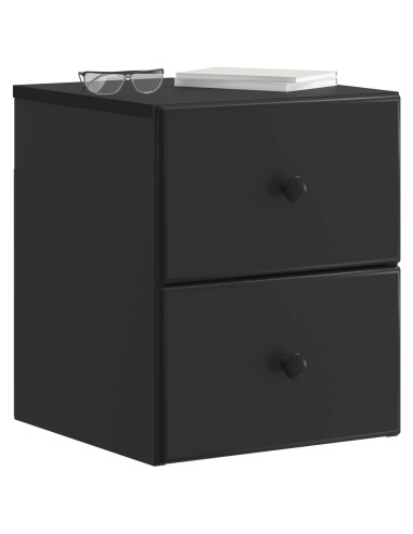 Mobiletto da notte a muro con cassetto Nero 34,5 x 33 x 40 cm