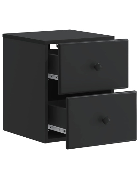 Mobiletto da notte a muro con cassetto Nero 34,5 x 33 x 40 cm