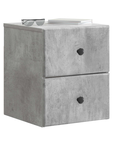 Mobiletto da notte a muro con cassetto 2 pcs Grigio Cemento