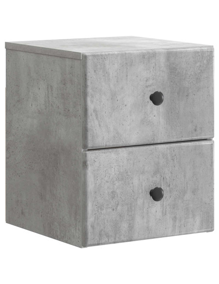 Mobiletto da notte a muro con cassetto 2 pcs Grigio Cemento