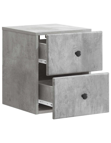 Mobiletto da notte a muro con cassetto 2 pcs Grigio Cemento