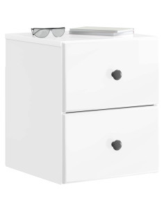 Mobiletto da notte a muro Bianco Lucido 34,5 x 33 x 40 cm 2