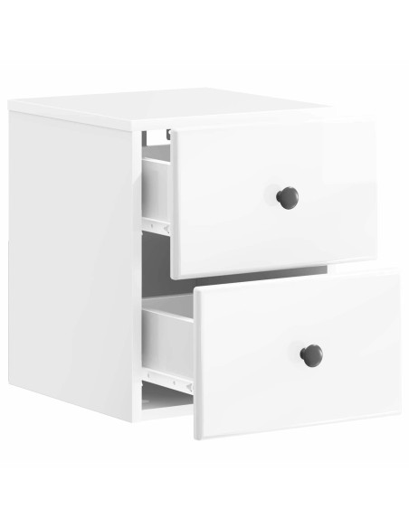 Mobiletto da notte a muro Bianco Lucido 34,5 x 33 x 40 cm