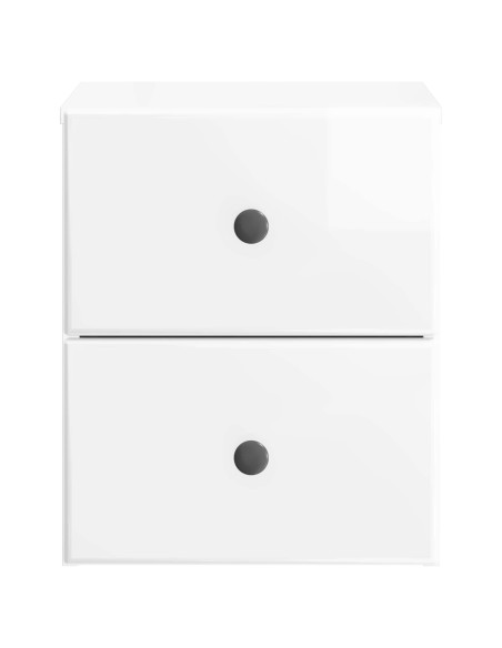Mobiletto da notte a muro Bianco Lucido 34,5 x 33 x 40 cm