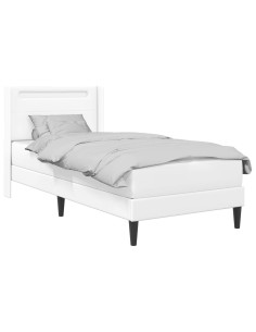 Struttura letto con materasso Bianco 90 x 190 cm Similpelle 2