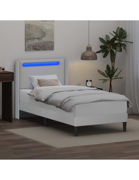 Struttura letto con materasso Bianco 90 x 190 cm Similpelle