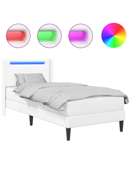 Struttura letto con materasso Bianco 90 x 200 cm Similpelle