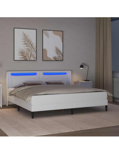 Struttura letto con materasso Bianco 200 x 200 cm Similpelle