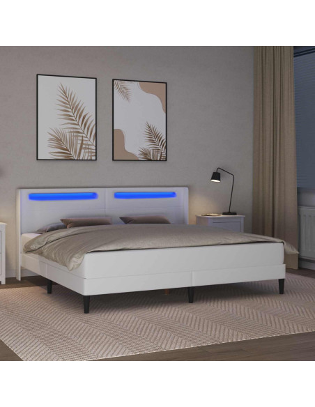 Struttura letto con materasso Bianco 200 x 200 cm Similpelle