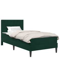 Struttura letto con materasso Verde Scuro 80 x 200 cm Velluto 2