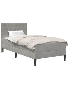 Struttura letto con materasso Grigio chiaro 90 x 190 cm Velluto 2