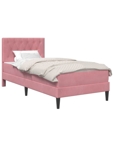 Struttura letto con materasso Rosa 90 x 190 cm Velluto