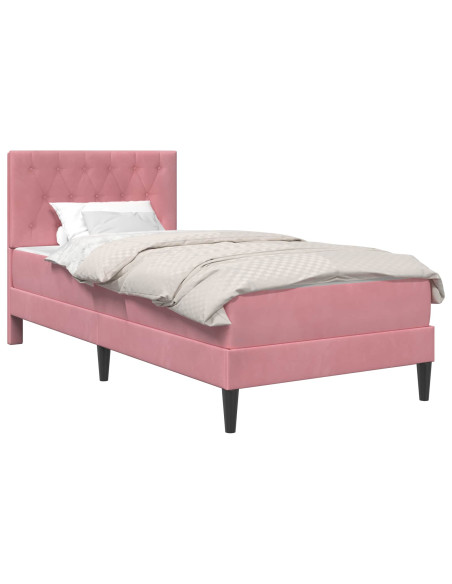 Struttura letto con materasso Rosa 90 x 190 cm Velluto