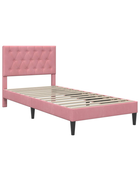 Struttura letto con materasso Rosa 90 x 190 cm Velluto