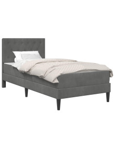 Struttura letto con materasso Grigio scuro 90 x 200 cm Velluto 2