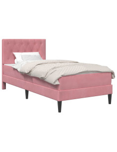 Struttura letto con materasso Rosa 90 x 200 cm Velluto 2