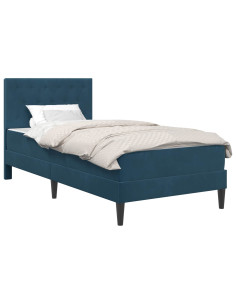 Struttura letto con materasso Blu 100 x 200 cm Velluto 2