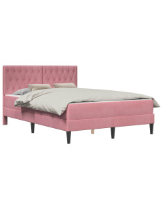 Struttura letto con materasso Rosa 120 x 200 cm Velluto 2