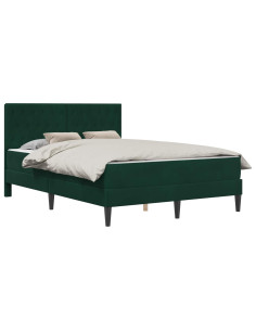 Struttura letto con materasso Verde Scuro 140 x 190 cm Velluto 2