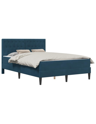 Struttura letto con materasso Blu 140 x 190 cm Velluto