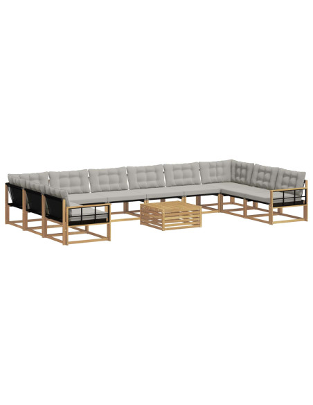 Set di divani da esterno 11 pcs Bianco e Grigio Chiaro