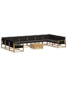 Set di divani da esterno con cuscino 11 pcs Bianco e Nero 2