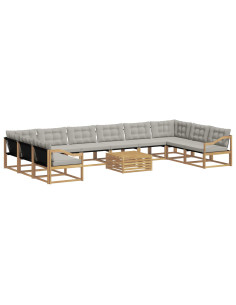 Set di divani da esterno 11 pcs Bianco e Grigio Chiaro 2
