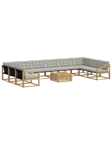 Set di divani da esterno 11 pcs Bianco e Grigio Chiaro