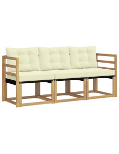 Set di divani da esterno con cuscino 3 pcs Bianco e Crema 2
