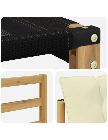 Set di divani da esterno con cuscino 3 pcs Bianco e Crema