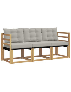 Set di divani da esterno 3 pcs Bianco e Grigio Chiaro 2