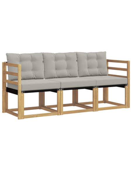Set di divani da esterno 3 pcs Bianco e Grigio Chiaro