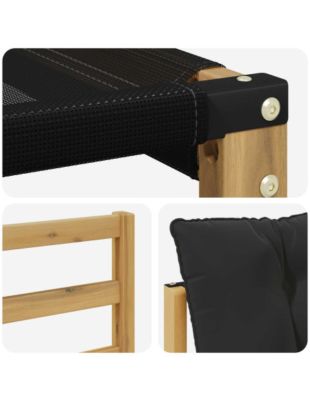 Set di divani da esterno con cuscino 3 pcs Bianco e Nero