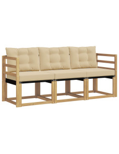 Set di divani da esterno con cuscino 3 pcs Bianco e Beige 2