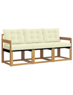 Set di divani da esterno con cuscino 3 pcs Bianco e Crema 2