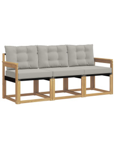 Set di divani da esterno 3 pcs Bianco e Grigio Chiaro 2