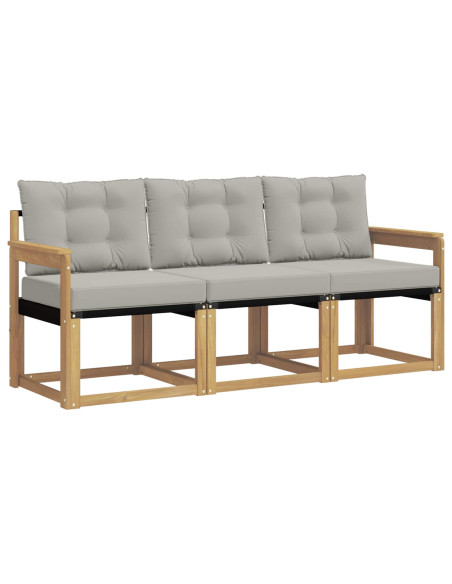 Set di divani da esterno 3 pcs Bianco e Grigio Chiaro