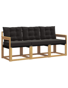 Set di divani da esterno con cuscino 3 pcs Bianco e Nero 2