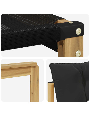 Set di divani da esterno con cuscino 3 pcs Bianco e Nero