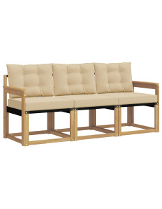 Set di divani da esterno con cuscino 3 pcs Bianco e Beige 2