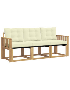 Set di divani da esterno con cuscino 3 pcs Bianco e Crema 2