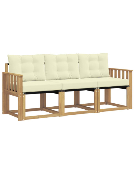 Set di divani da esterno con cuscino 3 pcs Bianco e Crema